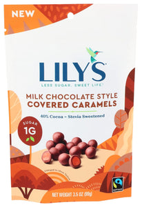 Lily's Sweets, Milk Chocolate Style Covered Caramels, 3.5 Ounce