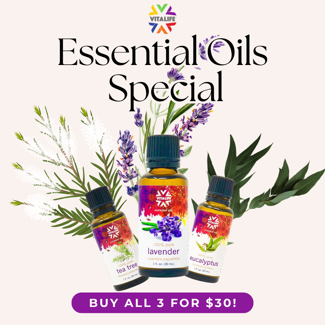Essential Oil Bundle – Eucalyptus, Lavender & Tea Tree